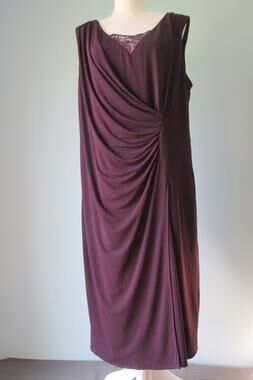 Suite 7 Dress 18w Womens Purple Ruched Sleeveless Formal Sequined Lined Zipper